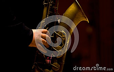 Man playing saxophone Stock Photo