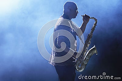 Man Playing Saxophone Stock Photo