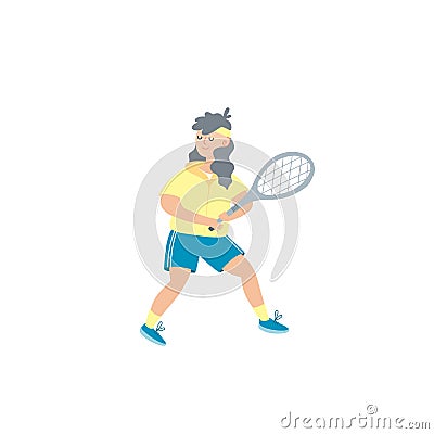 Man playing tennis. Sportsman holding rackets and hitting ball Vector Illustration