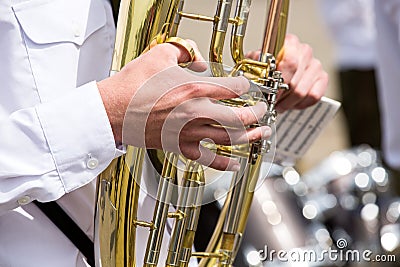 Man playing a tuba Stock Photo