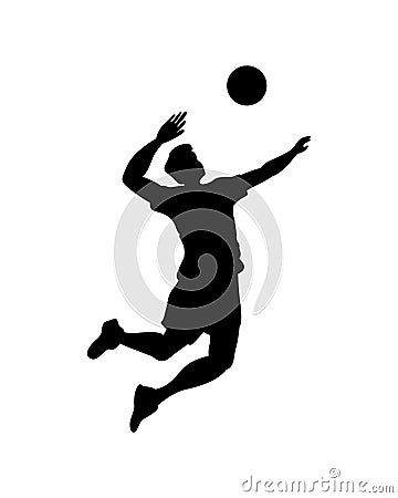 Man playing volleyball silhouette icon Vector Illustration