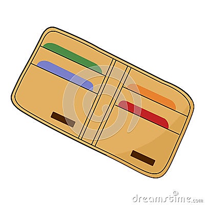 Man pocket purse wallet with bank plastic cards. Man cash savings wallet illustration. Vector Illustration