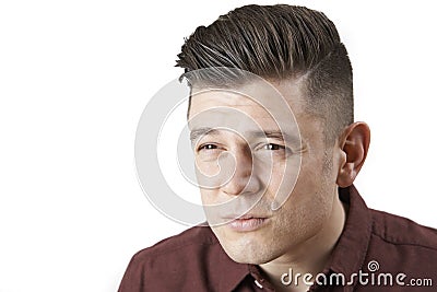 Man With Poor Eyesight Squinting Into Distance Stock Photo