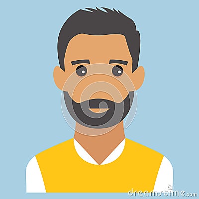 Man portrait. Beard. Modern avatar. Flat design vector illustration. Vector Illustration