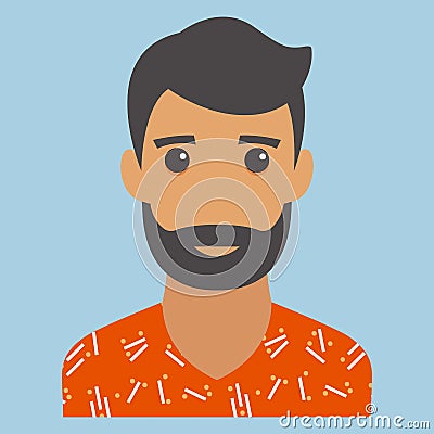 Man portrait. Beard. Modern avatar. Flat design vector illustration. Vector Illustration