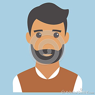 Man portrait. Beard. Modern avatar. Flat design vector Vector Illustration