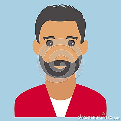 Man portrait. Beard. Modern avatar. Flat design vector Vector Illustration