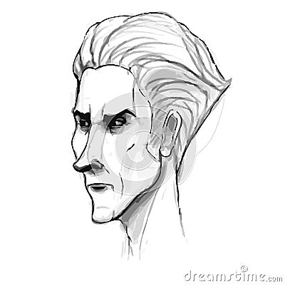 Man portrait sketch. Pencil drawing imitation in Vector Illustration