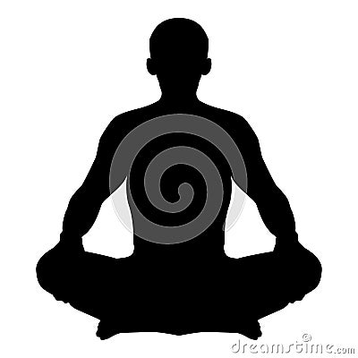 Man in pose lotus Yoga pose Meditation position silhouette Asana icon black color illustration Vector Illustration