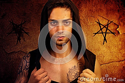 Man possessed by a demon Stock Photo