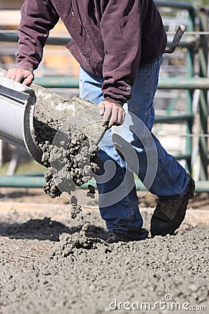 Man pouring concrete Stock Photo