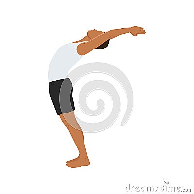 Man practices yoga in the raised arms pose. Healthy lifestyle Vector Illustration