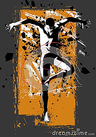 Man practicing modern dancing Vector Illustration