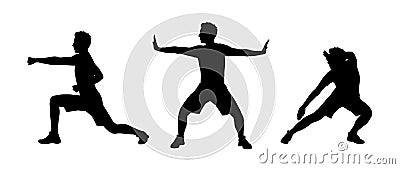 Man practicing tai chi silhouettes set 1 Stock Photo