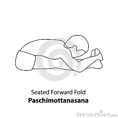 Man doing yoga seated forward fold line icon Vector Illustration