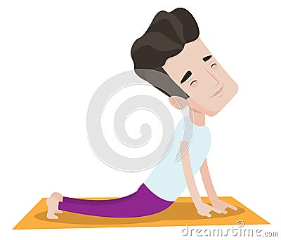 Man practicing yoga upward dog pose. Vector Illustration