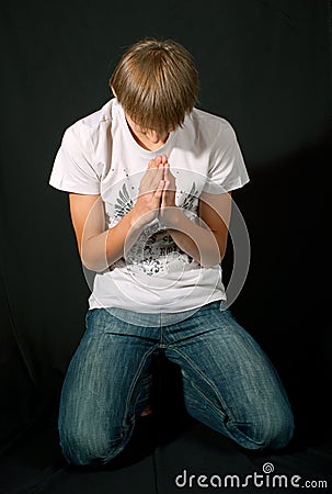 Man prays for a pardon Stock Photo
