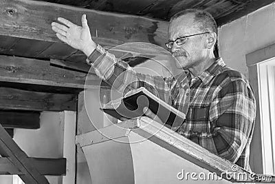 Man preaching Stock Photo