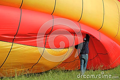 Man preparing hot air baloon for fly #2 Stock Photo