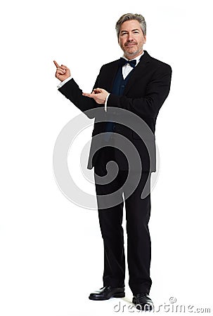 Man presenting copy space Stock Photo