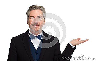 Man presenting copy space Stock Photo