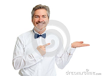 Man presenting copy space Stock Photo