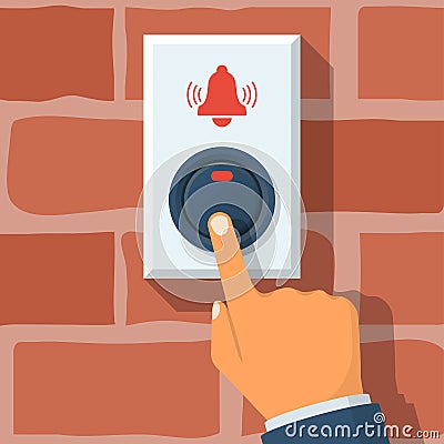 The man presses the call button vector Vector Illustration