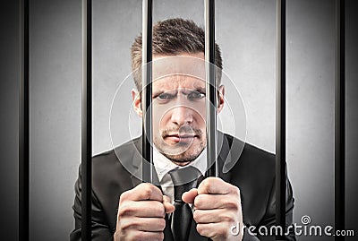 Man in prison Stock Photo