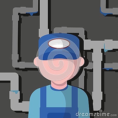 man profession plumber Vector Illustration