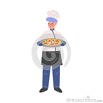 Man Professional Chef Character, Male Baker Wearing Traditional Uniform Working in Restaurant or Cafe, Vector Vector Illustration