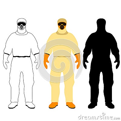 Man in protective clothing ,vector illustration , flat style Vector Illustration