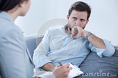 Man on psychotherapy Stock Photo