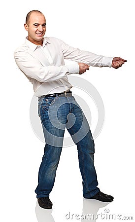 Man pull pose Stock Photo