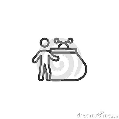 Man and purse line icon Vector Illustration