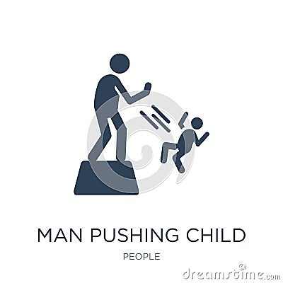 man pushing child icon in trendy design style. man pushing child icon isolated on white background. man pushing child vector icon Vector Illustration