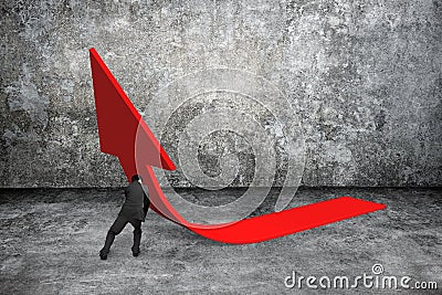 Man pushing red trend 3D arrow up Stock Photo
