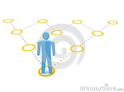 Man and pyramidal diagram Cartoon Illustration