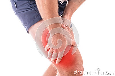 Man with quadriceps pain Stock Photo