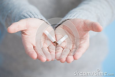 Man quit smoking Stock Photo