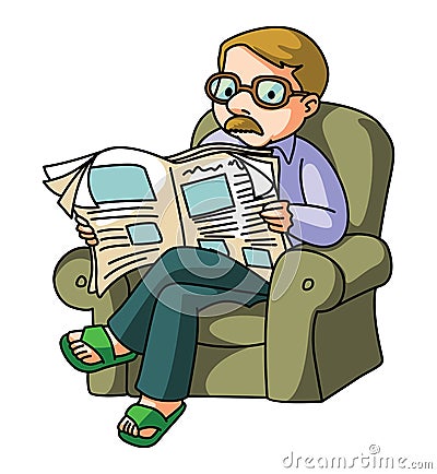 Man Read NewsPaper Vector Illustration