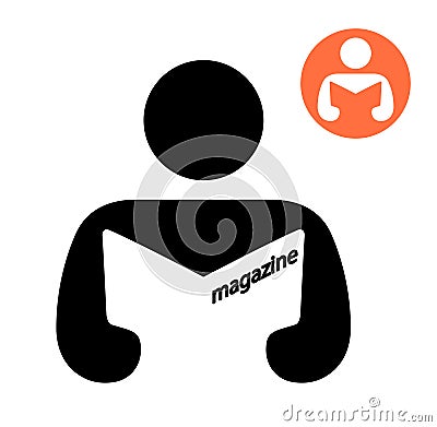 Man reading a magazine icon Vector Illustration