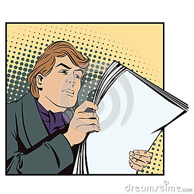 A man reading the morning newspaper. Vector Illustration