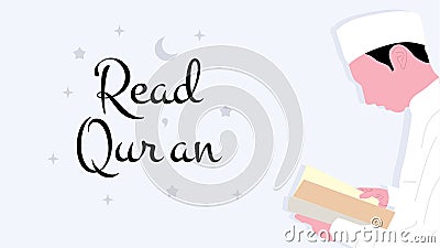 Man reading quran for ramadan concept Vector Illustration