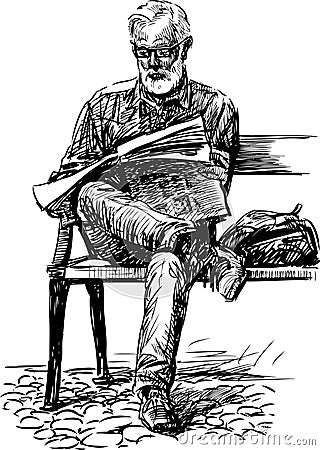 Man reads a newspaper Vector Illustration