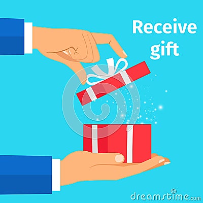 Man receive the present Vector Illustration