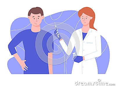 Man at the reception at the doctor. Vector Illustration