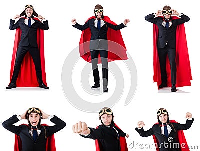 The man in red cover isolated on white Stock Photo