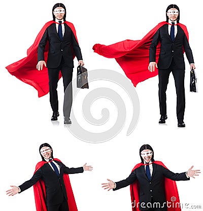 The man in red cover on white Stock Photo