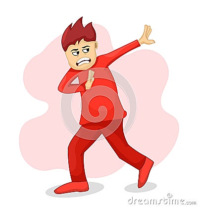 Cartoon man dont want Vector Illustration