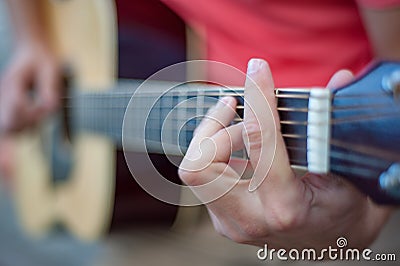 Man playing guitar , close up Stock Photo